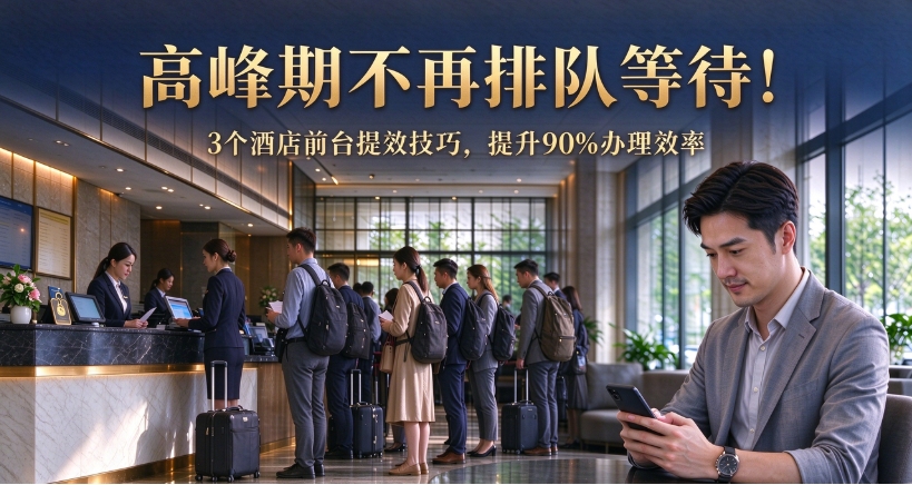 酒店高峰不再排队等入住!3个前台提效技巧,提升90%办理效率