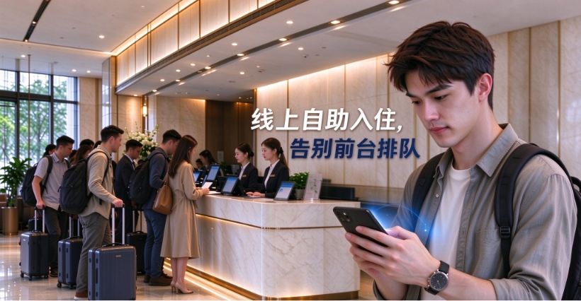 酒店办入住还要让客人等十几分钟?线上自助入住,告别前台排队
